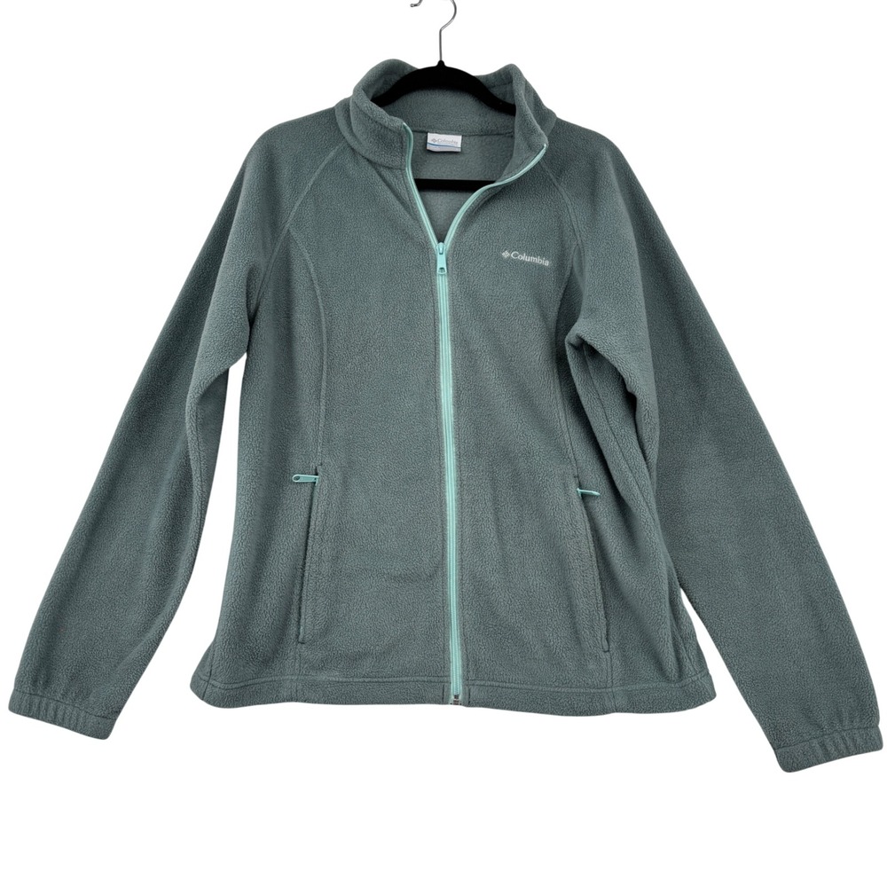 Columbia Benton Springs Fleece Jacket Size L Sage Green Full Zip Mock Neck